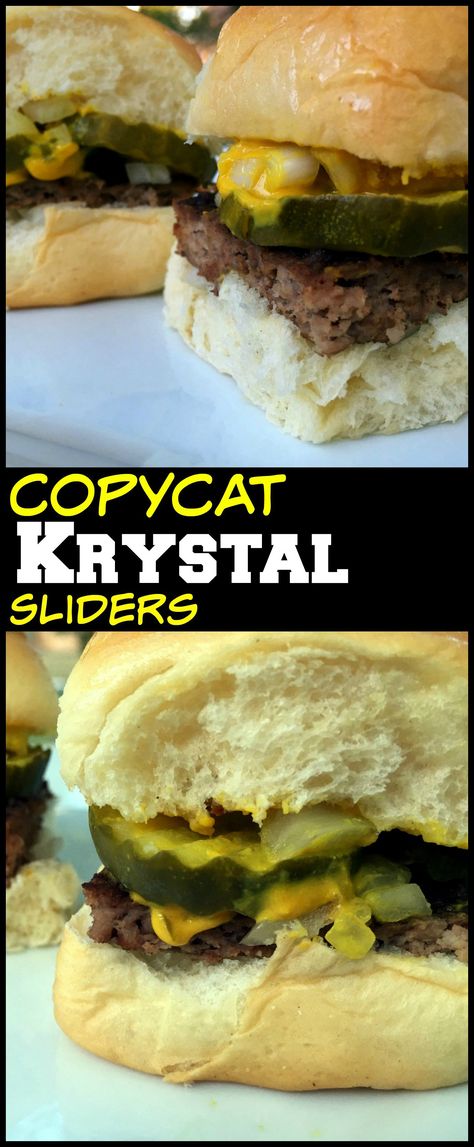 Copycat Krystal Sliders | Aunt Bee's Recipes Krystal Sliders, Krystal Burgers, Recipes Sliders, Krystal Burger, Slider Sandwiches, Cheeseburger Sliders, Burger Sliders, Hawaiian Rolls, Slider Recipes