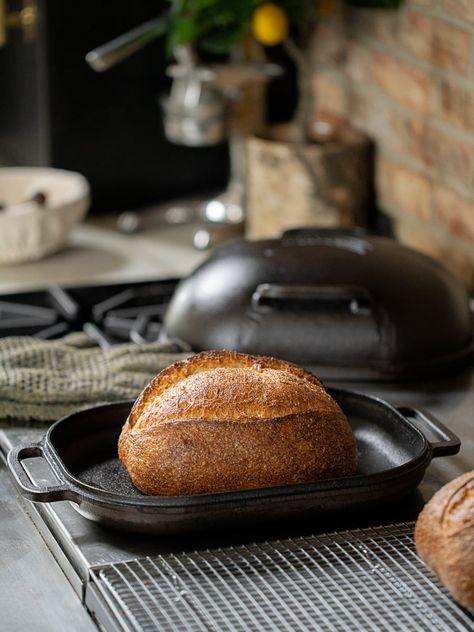 Bake better bread in your home oven today! Made for Bakers, by Bakers, this revolutionary cast iron vessel will level up your baking. Cast Iron Bread Pan, Cast Iron Bread, Homemade Sourdough Bread, Bread Pan, No Rise Bread, Bread Shaping, Baking Stone, Bread Baker, Pan Bread