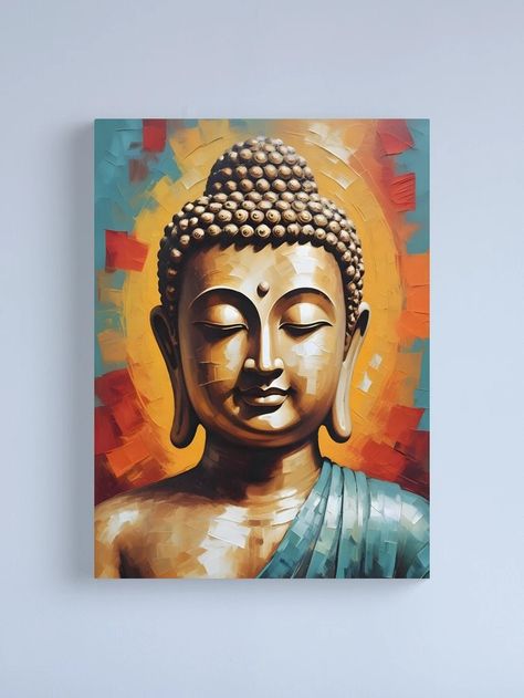 "Buddha Colorful Painting - Modern Wall Art" Canvas Print for Sale by Dev-Ang | Redbubble Buddha Painting Canvas Modern, Lord Buddha Paintings, Buddha Modern Art, Wall Painting Frames, Buddha Canvas Art, Buddha Painting Canvas, Andrew Loomis, Buddha Wall Art, Buddha Art Painting