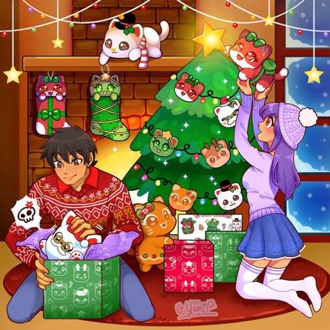 Aphmau And Friends Fanart, Panda Bedroom, Aphmau Crew, Aphmau Merch, Aphmau Meemeows, Aphmau Mystreet, Aphmau Ships, Aphmau Wallpaper, Christmas Phone Backgrounds