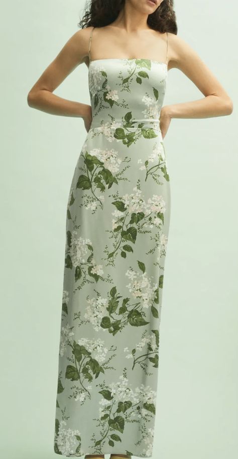 Simple White And Green Floral Dress Formal, Sage Green Outfit Ideas Classy, Green And White Floral Dress, Elegant Floral Dress Sage, Green Floral Wedding Guest Dress, Sage Floral Bridesmaid Dresses, Mixed Green Floral Bridesmaid Dresses, Sage Green Patterned Bridesmaid Dresses, Light Green Floral Bridesmaid Dresses