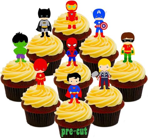 Fairy Decorations, Wafer Cake, Superhero Cupcake Toppers, Edible Cups, Superman Cakes, Superman Spiderman, Superhero Cupcakes, Wafer Paper Cake, Edible Cupcake Toppers