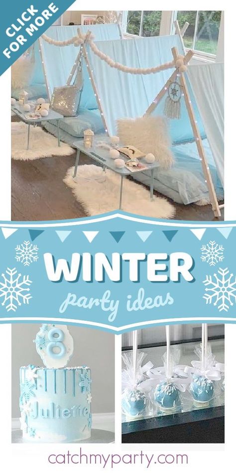 Winter Slumber Party Ideas, Winter Wonderland Sleepover Ideas, Winter Wonderland Slumber Party, Winter Wonderland Sleepover, Winter Sleepover, Slumber Party Foods, Winter Party Ideas, Birthday Dream, Sleepover Birthday Party