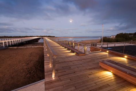 William Buckley Bridge by Peter Elliot Architecture + Urban Design Bench Lighting, Bridge Lighting, Architecture Bridge, Bridge Architecture, Park Lighting, Contemporary Landscape Design, Landscape Stairs, Architectural Lighting Design, Green Facade