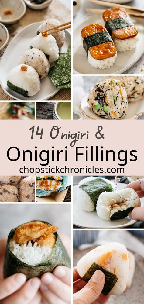 Simple Asian Lunch Recipes, Japanese Rice Balls Filling, Filled Rice Balls, Onigiri Seasoning, Sweet Onigiri Recipe, Fried Onigiri Recipe, Onigiri Filling Recipe, Keto Onigiri, Easy Onigiri Filling