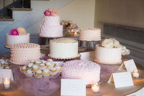 Table of cakes Multiple Wedding Cakes, Wedding Cake Display, Small Wedding Cakes, Traditional Wedding Cake, Groom Wedding Cakes, Buttercream Wedding Cake, Wedding Cake Table, Cakes And Cupcakes, Different Cakes