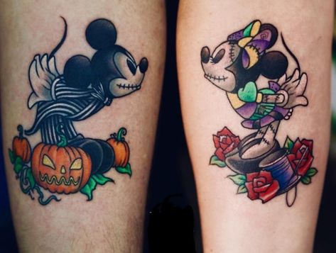 Couples Nightmare Before Christmas Tattoos, Couples Halloween Tattoos, Jack And Sally Couple Tattoo, Disney Couples Tattoos, Disney Tattoos Couples, Jack And Sally Matching Tattoos, Jack And Sally Tattoo Couple, Nbc Tattoo, Jack And Sally Tattoo