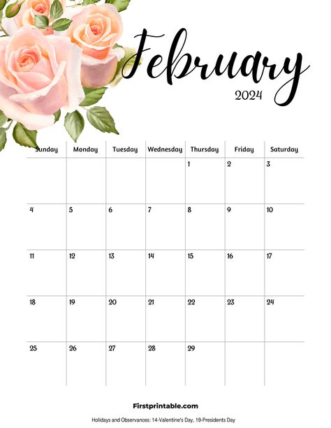 Editable Monthly Calendar, Fillable Calendar, Calendars 2024, Vertical Calendar, Free Printable Calendar Templates, Floral Calendar, February Calendar, Blank Monthly Calendar, January Calendar