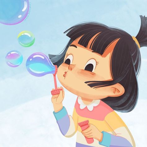 Blow Bubbles, Children's Book Characters, Book Illustration Design, الفن الرقمي, 동화 삽화, Illustration Art Kids, Karakter Disney, Picture Books Illustration, Blowing Bubbles