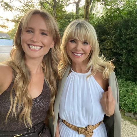 Christie Brinkley twins with daughter Sailor for big celebration | HELLO! Alexa Ray Joel, Twin Models, Christie Brinkley, White Halter Top, Vogue Covers, Model Look, New Haircuts, Blonde Bombshell, Summer Night