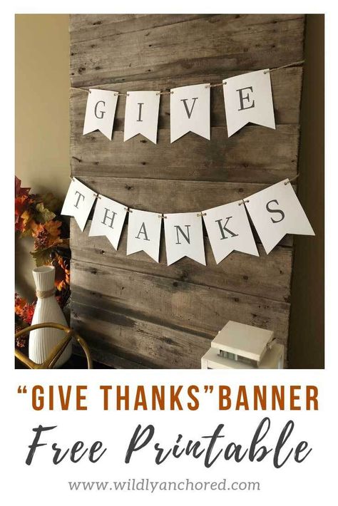 Download your FREE PRINTABLE "Give Thanks" banner to celebrate the season of Thanksgiving! I Love Autumn, Thanksgiving Banner, Love Autumn, Holiday Crafts For Kids, Free Thanksgiving, Homeschool Printables, Thanksgiving Printables, Printable Activities For Kids, Thanksgiving Activities