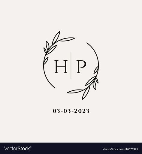 Hp Wedding, Monogram Logo Letters, Hp Logo, Monogram J, Leaf Frame, Wedding Logo Monogram, Frame Vector, Monogram Logo Design, Coffee Logo