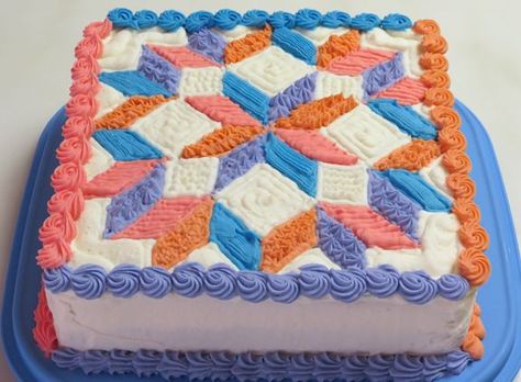 cakes with quilt themes | Quilt cake ... Quilted Cake Design, Quilt Themes, Quilt Cake, Sewing Cake, Quilted Cake, Birthday Cake For Mom, Birthday Sheet Cakes, Cake Quilt, Birthday Baking