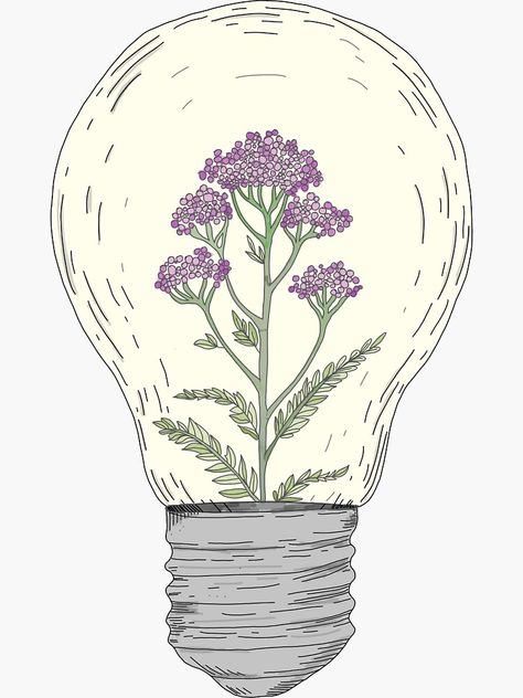 Bulb Aesthetic, Aesthetic Bulb Painting, Lightbulb Aesthetic, Flower Doodles Aesthetic, Lightbulb Art, Light Bulb Aesthetic, Lightbulb Drawings, Aesthetic Flower Sketch, Flower In Light Bulb Tattoo