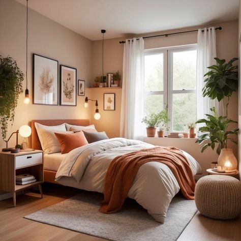 Achieve a chic and cozy bedroom setup with these inspiring small bedroom ideas. Perfect for adding style and comfort to your space. Taupe Bedroom, Bedroom Ideas For Small Rooms Cozy, Condo Bedroom, A Cabin In The Woods, Retreat Ideas, Small Bedroom Ideas, Beige Bedroom, Dream Apartment Decor, Bedroom Setup