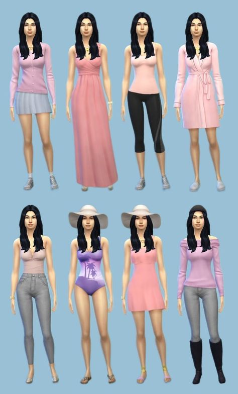 Sims 4 Base Game Outfits Ideas Y2k, Sims 4 Cute Outfits, Base Game Sims 4 Outfits, Sims 4 Outfit Ideas, Sims 4 Base Game Outfits Ideas, Sims Fits, Sims4 Outfits, Sims4 Lookbook, Sims Family