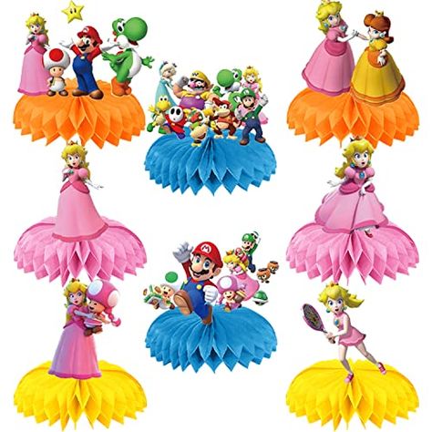 Peach Products, Princess Peach Birthday Party, Princess Peach Birthday, Peach Party Decorations, Kids Party Centerpieces, Princess Peach Party, Peach Birthday, Mario And Princess Peach, Peach Party