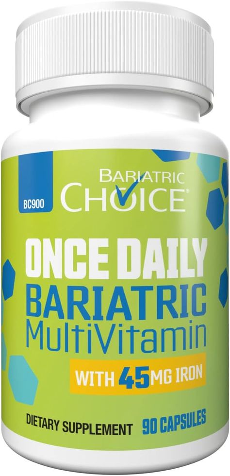 Bariatric Choice Once Daily Bariatric Multivitamin Capsule with 45 mg of Iron (90ct) 
I use these every day! They have everything I need to get all my necessary vitamins and I can easily order them from amazon! Bariatric Vitamins, Supplement Routine, Calcium Citrate, Sleeve Gastrectomy, Multivitamin Supplements, Sleeve Surgery, Vitamin K, Stop Worrying, Vitamin Supplements