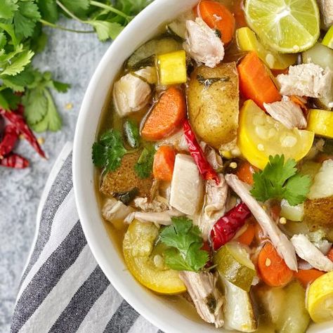 Caldo de Pollo (Mexican Chicken Soup) - Dash of Color and Spice Chicken Tortilla Soup With Zucchini And Squash, Mexican Chicken Caldo Recipe, Mexican Chicken Sopa, 8 Can Mexican Chicken Soup, Chicken Mexican Soup For Canning, How To Make Caldo De Pollo Mexican Chicken Soups, Mexican Soup Chicken, Green Zucchini, Spicy Salsa