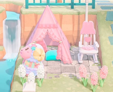 Acnh Etoile House, Animal Crossing Etoile, Etoile Animal Crossing, Acnh Cosmos, Kawaii Island, Animal Crossing Town Tune, Pink Island, Animal Crossing Wild World, Island Theme