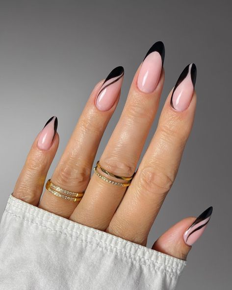 14 Black Wedding Nails Ideas to Stand Out - WithLoveLive Elegant Nail Designs Almond Shape, Black Bridal Nails, Black Wedding Nails, Almond Nail Ideas, Almond Shaped Nails Designs, Wedding Nails Ideas, White Almond Nails, Sophisticated Nails, Business Nails