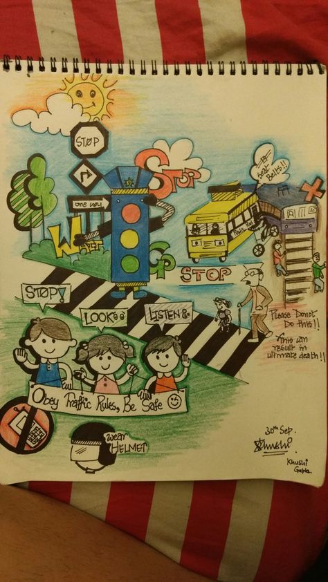 Traffic Rules Drawing, Traffic Awareness Poster Drawing, Road Safety Painting, Traffic Safety Drawing, Traffic Awareness Drawing, Traffic Rules Poster Drawing, Traffic Safety Posters Drawing, Traffic Rules Poster, Road Safety Poster Drawing