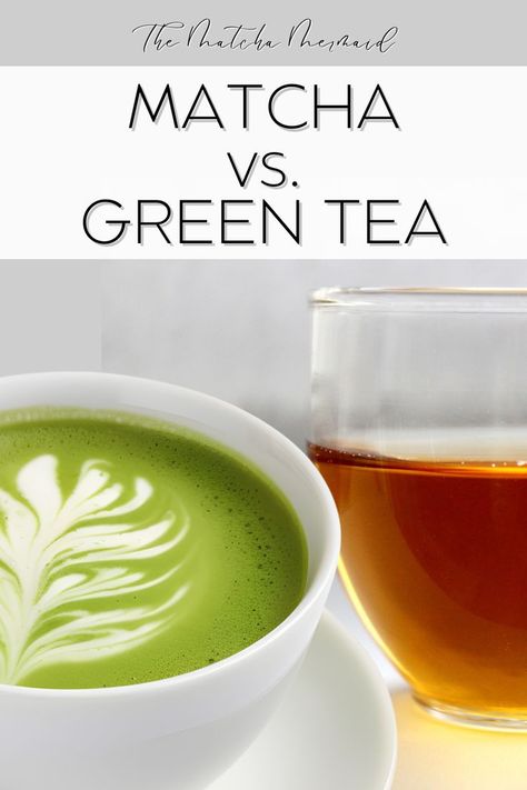 Image showing a cup of green tea and a cup of matcha with latte art, highlighting their visual differences and representing the post's discussion on the similarities and differences, health benefits, and unique qualities of each tea. Matcha Green Tea Benefits, Matcha Benefits, Green Tea Benefits, Similarities And Differences, Wellness Wednesday, Mood Boosters, Which Is Better, Matcha Tea, Matcha Green Tea