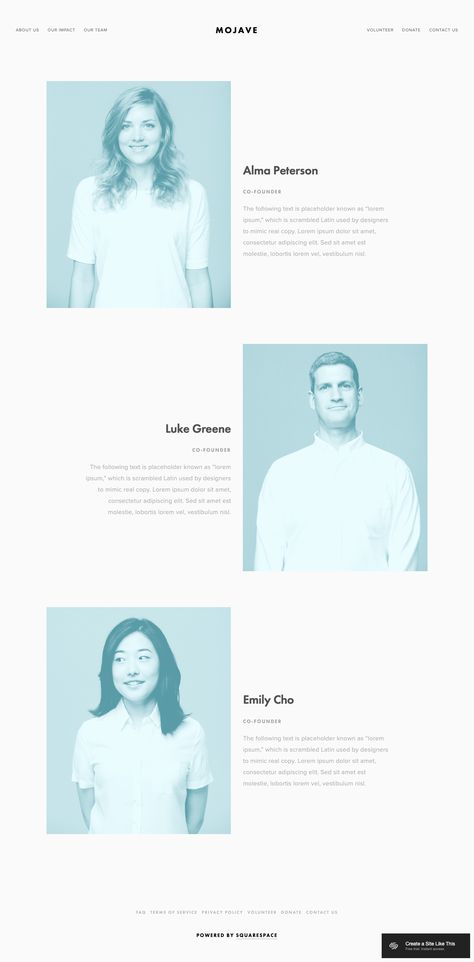 Squarespace Mojave Our Team Page Meet The Team Website Design, Website Team Page, Team Page Web Design, Our Team Page Design, B2b Website, About Us Page Design, Company Banner, News Website Design, Team Photography