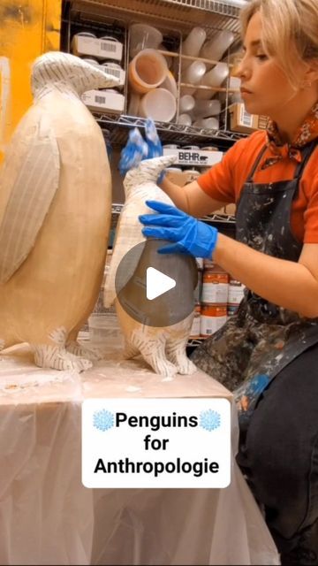 Elizabeth Dunn on Instagram: "•• Making penguins for Anthropologie! 🐧❄️ . . . . #anthropologie #anthroartist #anthrodisplay #anthrowindows #elizdoesdisplay #artofanthropologie #penguin #holiday #christmas #papermache" Paper Mache Penguin, Christmas Papermache, Penguin Display, Anthropologie Christmas Display, Anthropologie Display, Anthropologie Christmas, Anthropologie Holiday, December 30, Art Installation