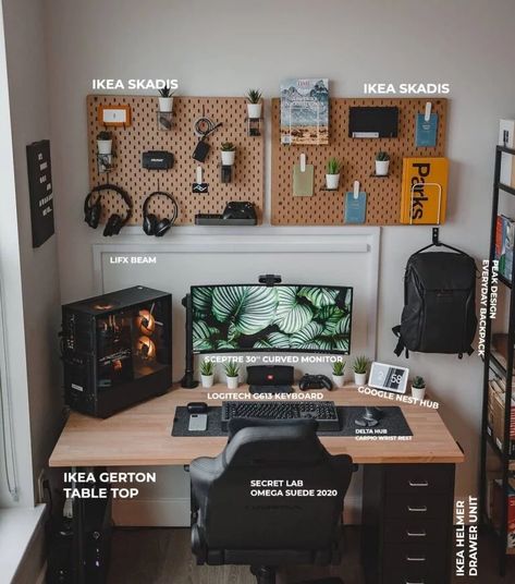 Minimal Desk Setup, Mens Bedroom Decor, Minimal Desk, Minimalist Home Office, Computer Desk Setup, Home Studio Setup, تصميم للمنزل العصري, Bedroom Setup, Computer Room