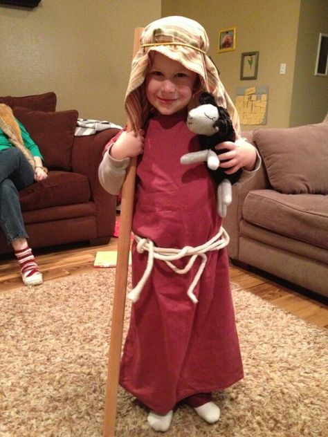 Shepherd costume Diy Goliath Costume, Shepherd Costume Diy, Diy Shepherd Costume Kids, Diy Shepherd Costume, Musician Costume, Bible Costumes, Shepherd Costume, Jesus Birthday Party, Christmas Skits