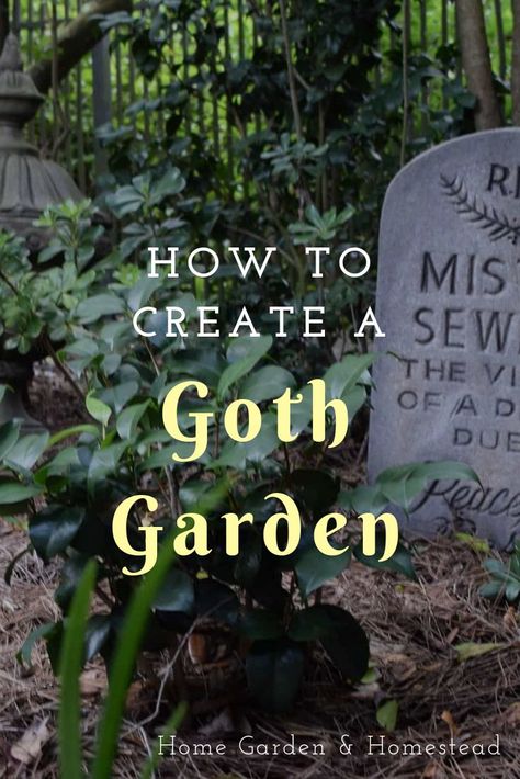 Well-placed gravestones, black plants and other creepy decorations make today's Goth Garden a perfect backdrop for Halloween-- and a fitting tribute to the original Victorian Gothic gardens. #gothic #gardening #garden #decor Gothic Gardens, Creepy Decorations, Black Plants, Witchy Garden, Tattoo Plant, Goth Garden, Creepy Decor, Gothic Garden, Witch Garden