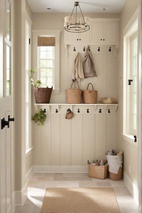 home decor interior design,interior bedroom design,living room interior,designer wall paint Mud Room Paint Color Ideas, Utility Room Paint Color Ideas, Painted Hallway Ideas, Mudroom Color Ideas, Mud Room Paint Colors, Mudroom Walls, Dark Beams, How To Paint Walls, Pale Oak Benjamin Moore