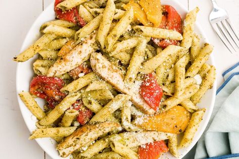 trader-joes-pesto-pasta Trader Joes Recipes Healthy, Trader Joes Food, Pasta Al Pesto, Joe Recipe, Trader Joes Recipes, Healthy Pasta, Pesto Chicken Pasta, Cheap Dinner Recipes, Cheap Dinners