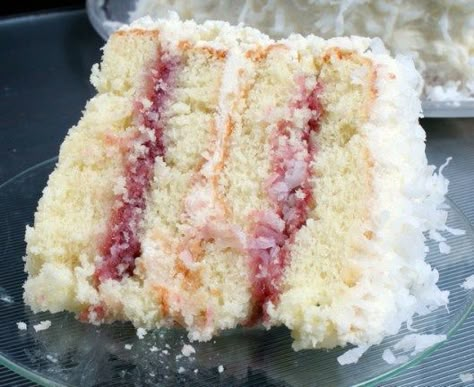 Coconut Extract, Slice Of Cake, Raspberry Preserves, Almond Extract, Raspberry Filling, Raspberry Cake, A Piece Of Cake, Egg Yolks, Think Food