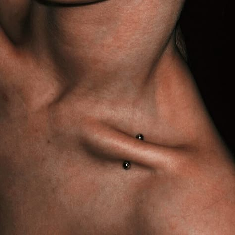 Cursed Piercings, Collarbone Piercing, Collar Bone Piercing, Bone Piercing, Chest Piercing, Neck Piercing, Belly Button Piercing Jewelry, Human Body Art, Cool Piercings