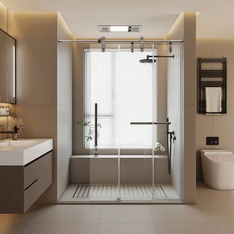 60 in. W. x 76 in. H Sliding Shower Door in with Explosion-Proof Glass - 60" x 76" - Bed Bath & Beyond - 40392870 Wide Entryway, Bypass Shower Door, Frameless Shower Door, Bathtub Doors, Tub Doors, Frameless Shower Doors, Sliding Shower Door, Frameless Shower, Glass Shower Doors