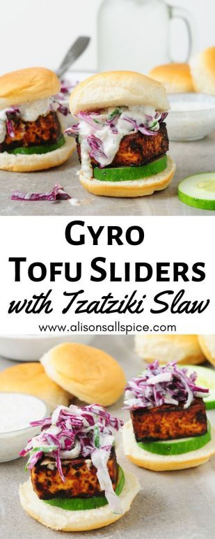 Gyro Vegetarian, Vegetarian Gyro, Tofu Sliders, Vegetarian Sliders, Potato Sliders, Tofu Meals, Sweet Potato Sliders, Tofu Crispy, Appetizer Vegetarian