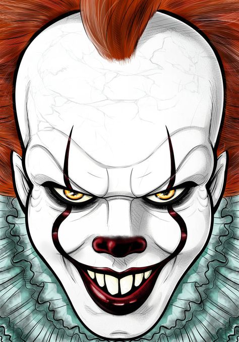 Scary Clown Face, Clown Paintings, Scary Drawings, Horror Drawing, Clown Horror, Pennywise The Clown, Horror Artwork, Horror Movie Art, Scary Clowns