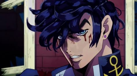 Josuke Messy Hair, Josuke Higashikata Fanart Hair Down, Josuke Hair Down, Jjba Oc, Josuke Higashikata, Adventure Anime, Jojo's Adventure, Jojo's Bizarre Adventure Anime, Jojo Anime