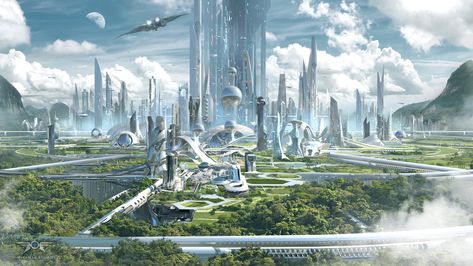 Futuristic City Utopia, Scifi City, Pelan Rumah, Future Buildings, Eco City, Sci Fi City, Sustainable City, City Background, Cyberpunk City