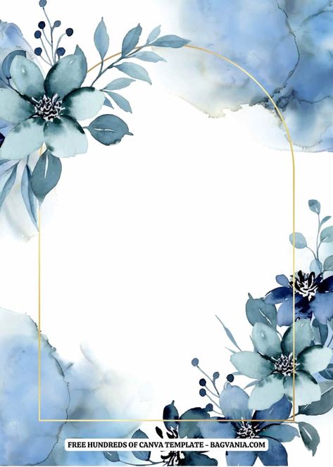 (Free) 10+ Blue Floral Arrangement Canva Wedding Invitation Templates | FREE Printable Birthday Invitation Templates - Bagvania Wedding Invitation Design Templates Free, Blue Invitation Template, Wedding Trinkets, Free Printable Wedding Invitation Templates, Blue Floral Background, Blank Wedding Invitation Templates, Wedding Invitation Blue, Dusty Blue Wedding Invitation, Cherry Blossom Wedding Invitations