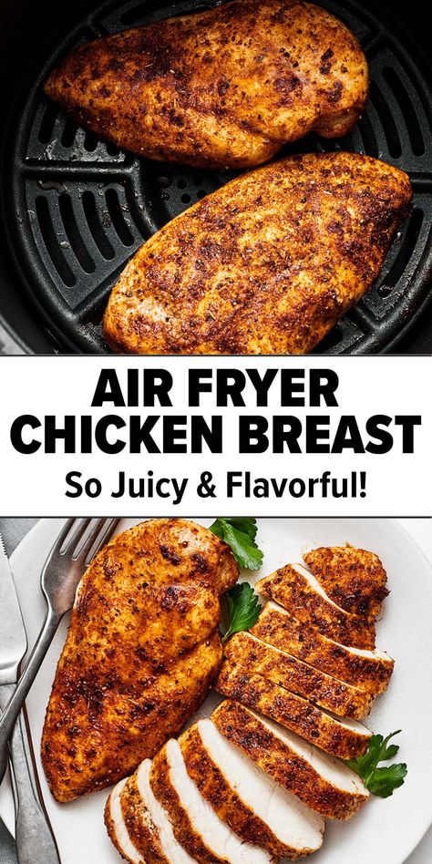 Air fryer chicken breast recipe Air Fryer Chicken Breast, Juicy Chicken Breast, Easy Chicken Breast, Fried Chicken Breast, Air Fryer Recipes Chicken, Air Fryer Dinner Recipes, Choppy Hair, Baked Chicken Breast, Air Fryer Recipes Easy