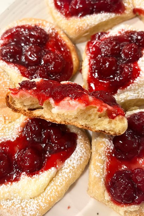 Sourdough Cherry Cheesecake Buns Cheesecake Buns, Fresh Cherry Recipes, Cherry Bread, Homemade Pastry, Brioche Recipe, Sourdough Starter Discard Recipe, Sourdough Starter Recipe, Buns Recipe, Homemade Pastries