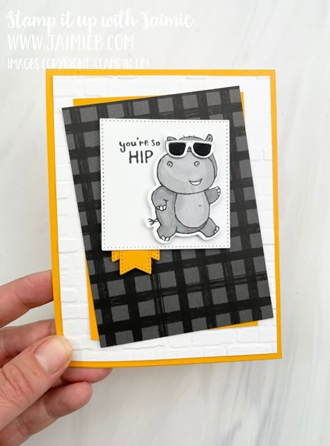 Best Delivery Stampin Up Cards, Stampin Up Boys Birthday Cards, Stampin Up Hippest Hippos Cards, Boys Birthday Cards Handmade, Hippest Hippos Stampin Up Cards, Stampin Up Hippest Hippos, Stampin Up Baby Cards, Superhero Squad, Stampin Up Birthday Cards