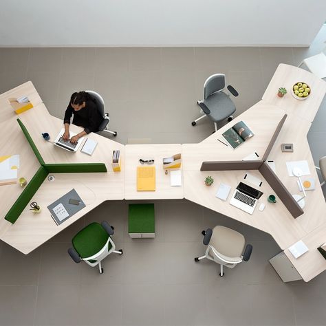 Open Office Design, Contemporary Office Design, Office Desk Designs, Innovative Office, Industrial Office Design, Modular Desk, Open Space Office, Future Space, Office Table Design