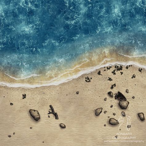 A phased battle map of a beach that serves as the hiding place for some buried treasure, with a firepit variant.

#beach #sea #ocean #treasure #phased #water #dnd #ttrpg #dnd5e #5e #pathfinder #rpg #map #battlemap #fantasymap #dndmap #rpgmap #ttrpgmap #foundry #foundryvtt #dungeondraft #aonbarrcartography The Hiding Place, Sea Map, Dnd World Map, Sea Battle, Battle Map, Fantasy Town, Rpg Map, Pathfinder Rpg, Buried Treasure