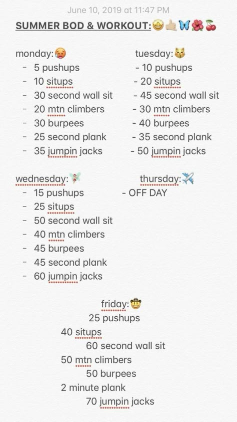 Workout Monday-friday, A Good Workout Routine, Workouts Ideas At Home, Summer Workouts At Home, Workout Routines Aesthetic, 3x30 Workout, Summer Workout Routine At Home, Summer Body In A Week, Workout Aesthetic List