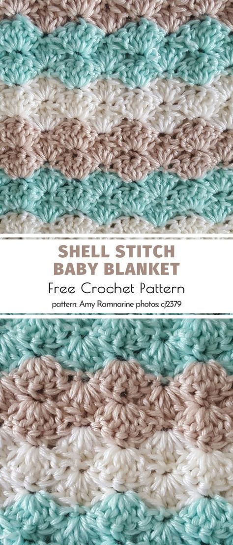 Colorful Shells Blanket Ideas | Your Crochet Lacy Crochet Baby Blanket Free Pattern Shells, Shell Crochet Pattern Blanket, Crochet Blanket Patterns Free Shell Stitch, Free Shell Stitch Baby Blanket Pattern, Shell Stitch Blanket Pattern, Puffy Shell Stitch Crochet, Corded Shells Square Blanket, Seashell Crochet Blanket, Shell Stiches Crochet Baby Blanket