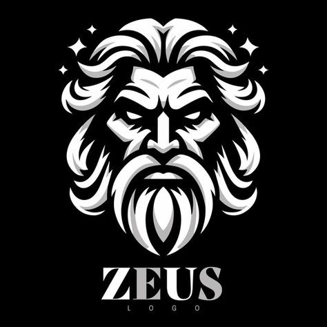 Zeus logo | Premium Vector #Freepik #vector Zeus Logo Design, Zeus Logo, Zeus God, Jazz Art, Greek And Roman Mythology, Roman Mythology, Make Pictures, Stencil Art, Digital Art Prints